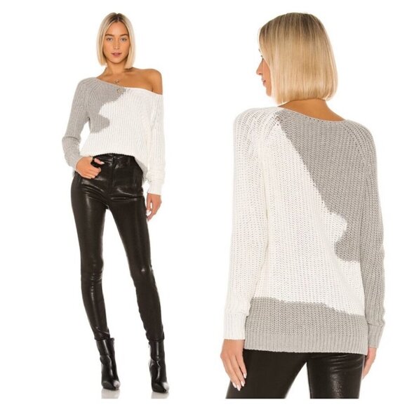 House of Harlow 1960 Adrienne Pullover Sweater in Gray and White Women's Size XS - Picture 1 of 12